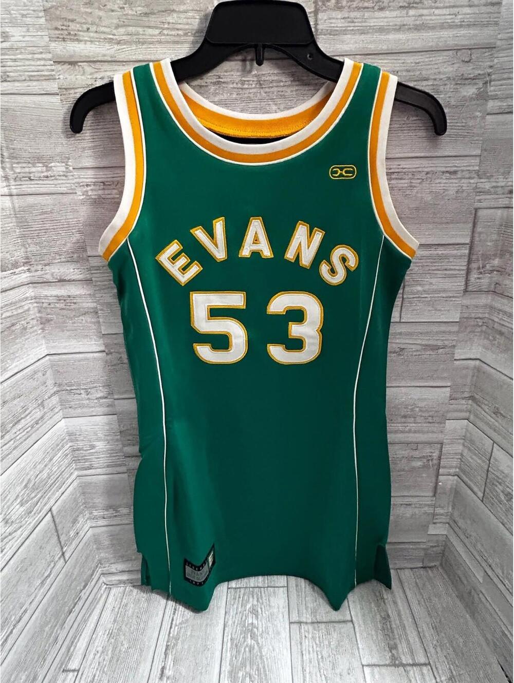 Varsity Legends Dawkins #53 Evans Green Yellow Basketball Jersey Size S NWT